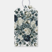 Dunkelblau & weiß Moderne Blumengrün Hochzeit Geschenkanhänger (Rückseite)