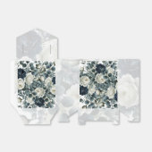 Dunkelblau & weiß Moderne Blumengrün Hochzeit Geschenkschachtel (Ungefaltet)