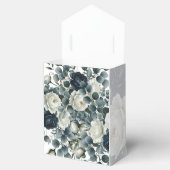 Dunkelblau & weiß Moderne Blumengrün Hochzeit Geschenkschachtel (Geöffnet)