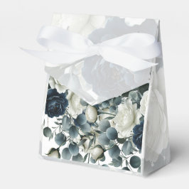 Dunkelblau & weiß Moderne Blumengrün Hochzeit Geschenkschachtel