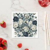 Dunkelblau & weiß Moderne Blumengrün Hochzeit Serviette (Beispiel)