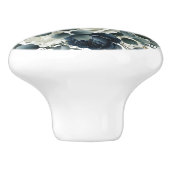 Dunkelblau & weiß Moderne Blumengrün Keramikknauf (Seitenansicht)