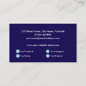 Dunkelblau Weiß Moderner Minimalistischer Stil Visitenkarte (Rückseite)