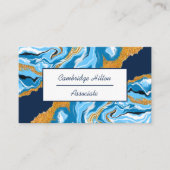 Dunkelblau, weiß und goldene Marmorflüssigkeit Kun Visitenkarte (Vorderseite)