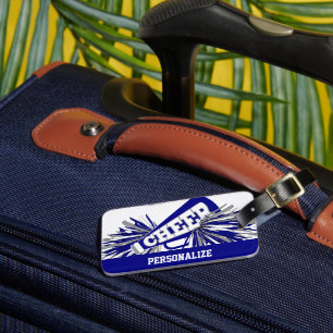 Dunkelblau, weiß und grau Cheerleader Megaphone Gepäckanhänger