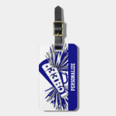 Dunkelblau, weiß und grau Cheerleader Megaphone Gepäckanhänger (Vorderseite vertikal)