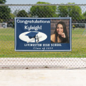 Dunkelblau, Weißakzent Vinyl Abschluss Foto Banner (Insitu)