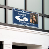 Dunkelblau, Weißakzent Vinyl Abschluss Foto Banner (Äußeres Gebäude)