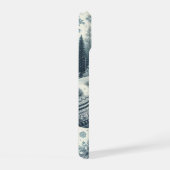 Dunkelblau, weiße Winterlandschaft Palmen Bäume Sc iPhone 15 Hülle (Rechte Seite)