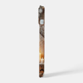 Dunkelblau, weiße Winterlandschaft Palmen Bäume Sc iPhone 15 Hülle (Linke Seite)