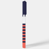 Dunkelblau-weißer Pfirsichrosa Streifen Case-Mate iPhone Hülle (Rückseite / Rechts)