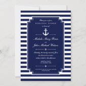 Dunkelblau Weißes nautisches Probe-Dinner einladen Einladung (Vorderseite)