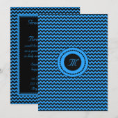 Dunkelblau Zickzack Mit Monogramm Hochzeit Einladung (Vorne/Hinten)