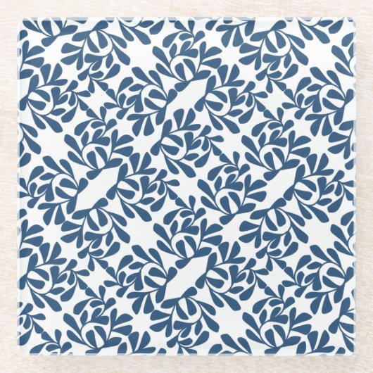 Dunkelblaue Abstrakte Blätter Untersetzer (Vorderseite)