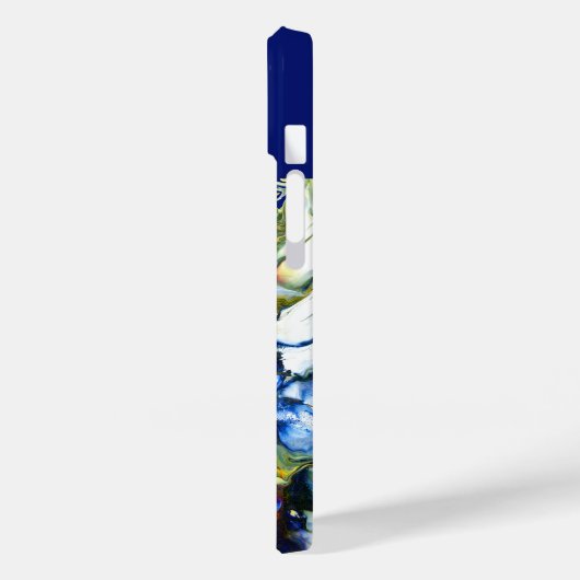 Dunkelblaue Abstrakte Fluid Art Mit Monogramm Case-Mate iPhone Hülle (Rückseite / Links)