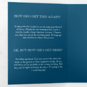 Dunkelblaue Alice im Wunderland Funny Wedding Dreifach-gefaltete Programmkarte (Innen Erste Seite)