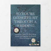 Dunkelblaue Alice im Wunderland Funny Wedding Dreifach-gefaltete Programmkarte (Cover)