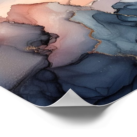 Dunkelblaue Alkoholfarbe Poster (Ecke)