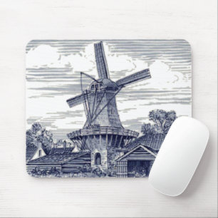Dunkelblaue Antike Delfter Blau Niederländische Wi Mousepad