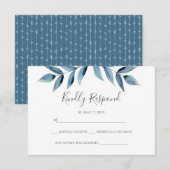 Dunkelblaue Aquarell-Blätter RSVP-Karten RSVP Karte (Vorne/Hinten)