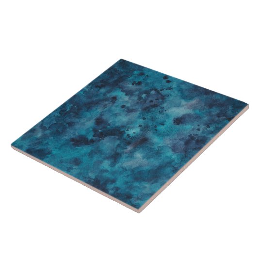 Dunkelblaue Aquarellfarbe Fliese (Seite)