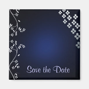 Dunkelblaue asiatisch thematisierte Save-the-Date- Magnet