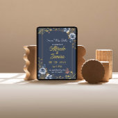 Dunkelblaue Ästhetische Hochzeitseinladungen Einladung