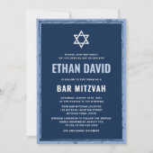 Dunkelblaue Bar mitzvah-Einladung mit rauer Grenze Einladung (Vorderseite)