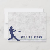 Dunkelblaue Baseball-Silhouette personalisierter N Mitteilungskarte (Vorderseite)