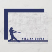 Dunkelblaue Baseball-Silhouette personalisierter N Mitteilungskarte (Vorne/Hinten)