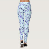 Dunkelblaue Blätter Muster Leggings (Rückseite)