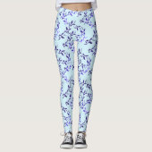 Dunkelblaue Blätter Muster Leggings (Vorderseite)