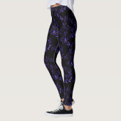 Dunkelblaue Blätter Muster Leggings (Links)
