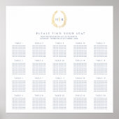 Dunkelblaue Blätter Oval Kranz Hochzeit Poster (Vorne)