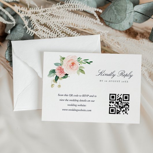Dunkelblaue Blume QR-Code RSVP-Karte RSVP Karte