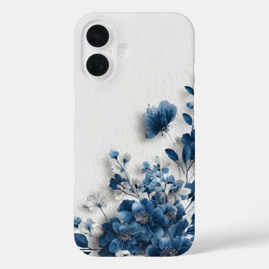 Dunkelblaue Blumen  Case-Mate iPhone Hülle (Rückseite)
