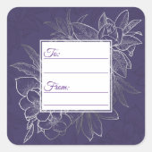 Dunkelblaue Blumengeschenk Sticker (Vorderseite)