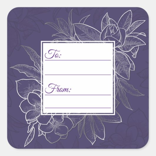 Dunkelblaue Blumengeschenk Sticker (Vorderseite)