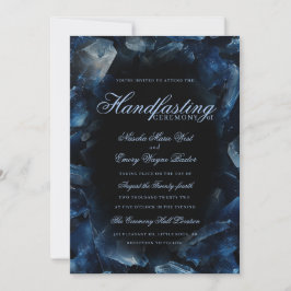 Dunkelblaue Boho-Hexen-Kristalle Schwarze Handfast Einladung