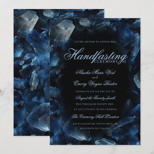 Dunkelblaue Boho-Hexen-Kristalle Schwarze Handfast Einladung