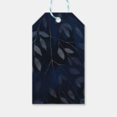 Dunkelblaue botanische Blätter Moderne rosa Hochze Geschenkanhänger (Rückseite)