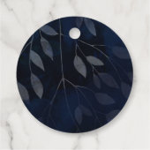 Dunkelblaue botanische Blätter Moderne schicke Hoc Geschenkanhänger (Rückseite)