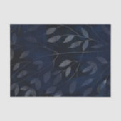 Dunkelblaue botanische Blätter Moderne schicke Hoc Seidenpapier (Vorderseite)