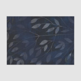 Dunkelblaue botanische Blätter Moderne schicke Hoc Seidenpapier