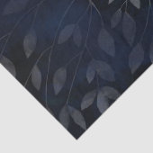 Dunkelblaue botanische Blätter Moderne schicke Hoc Seidenpapier (Ausschnitt)