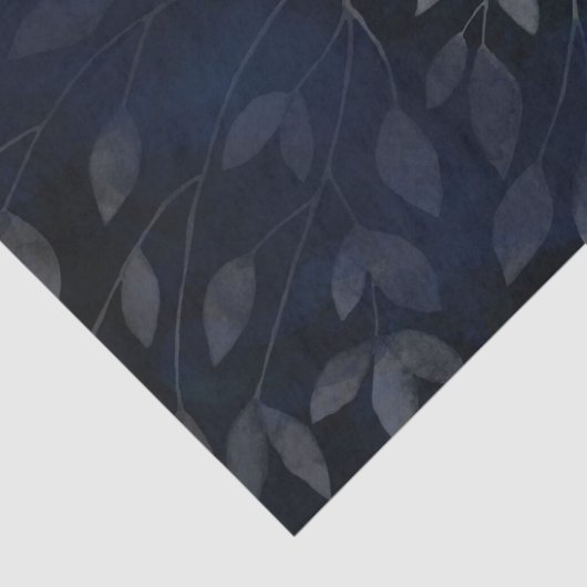 Dunkelblaue botanische Blätter Moderne schicke Hoc Seidenpapier (Ausschnitt)