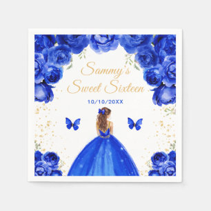 Dunkelblaue braune Haare Prinzessin Sweet Sixteen Serviette