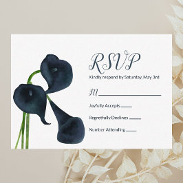 Dunkelblaue Calla Lilies RSVP-Karte Hinweiskarte