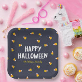 Dunkelblaue Candy Corn Frohes Halloween Pappteller (Party)