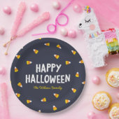 Dunkelblaue Candy Corn Frohes Halloween Pappteller (Party)